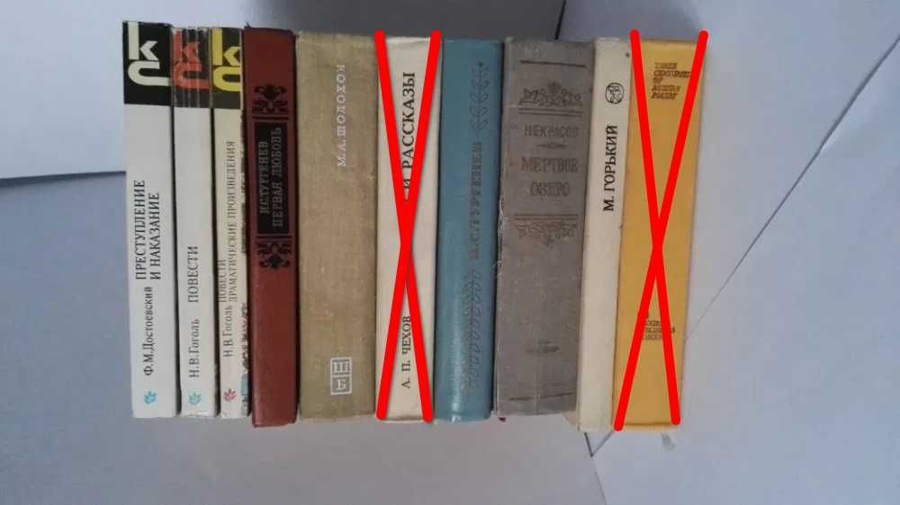 Ф.М. Достоевский. Преступление и наказание, Н.В. Гоголь. Повести, И.С. Тургенев. Первая любовь, М.А. Шолохов. Поднятая целина, Н.А. Некрасов. Мертвое озеро, М. Горький. Избранное